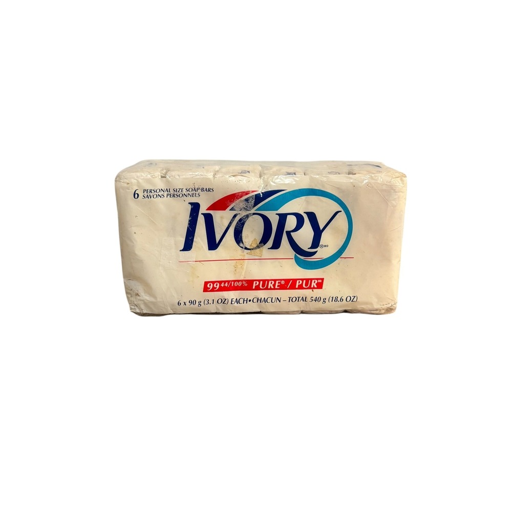 Vintage Ivory Bar Soap 6 Pack Personal Size 3.1oz Pure White Bath Soap Retro 90s